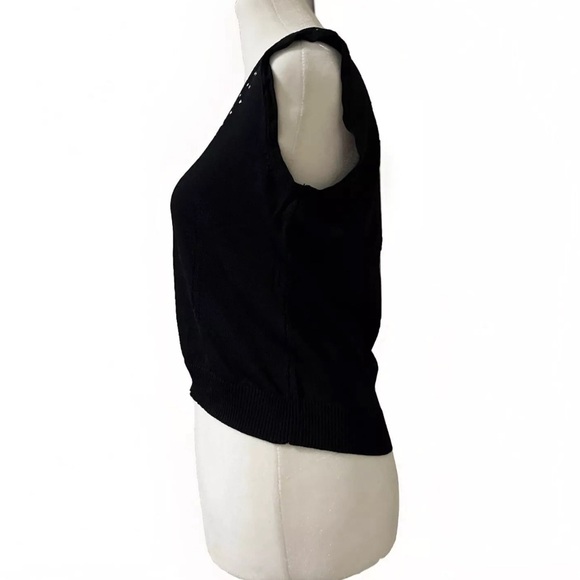FINITY Women’s Black Sleeveless Beaded Camisole Stretch Tank Top Size Large knit - Picture 4 of 5